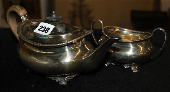 Late Victorian silver teapot and sugar bowl